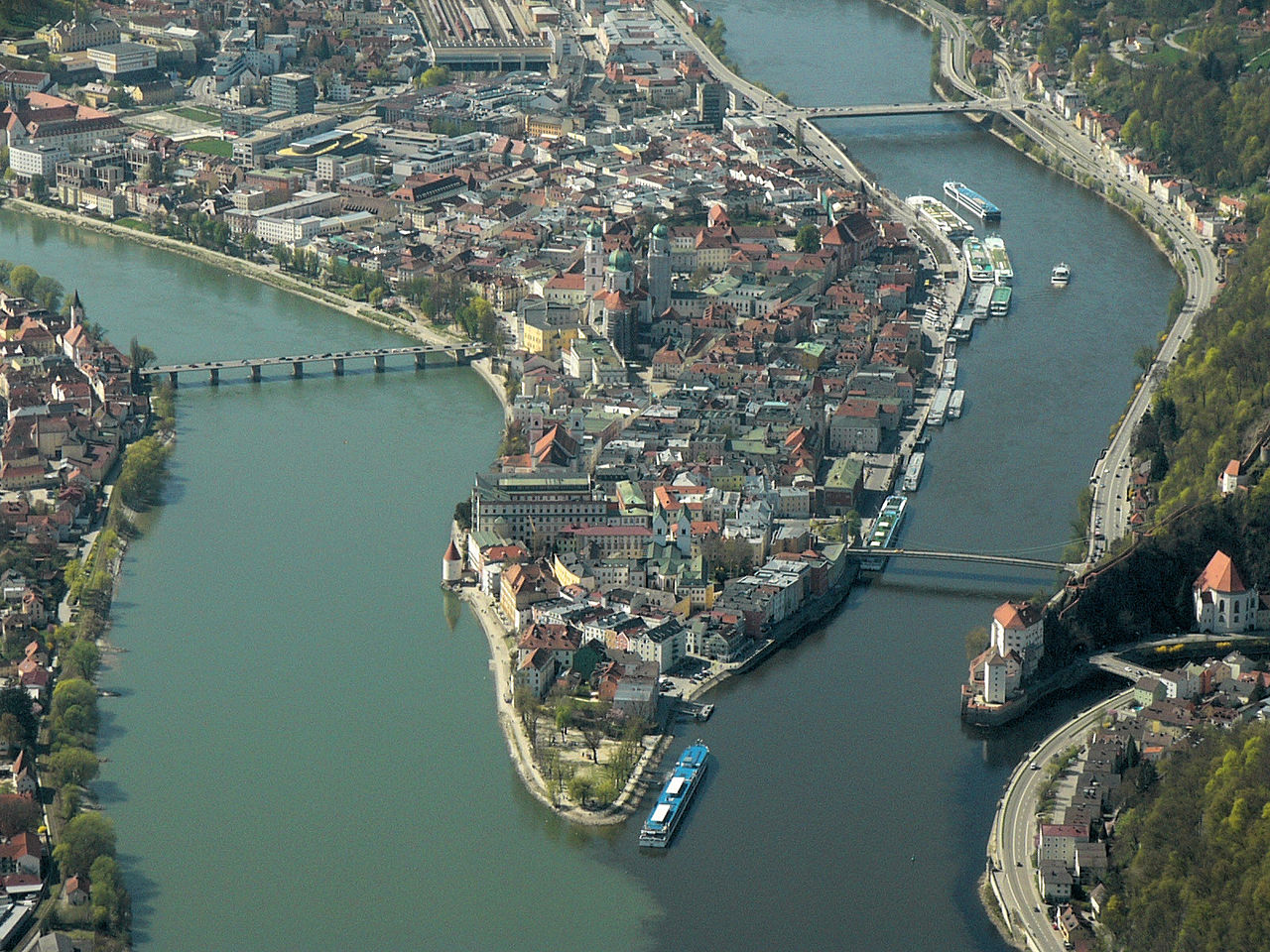 Dreiflüsseeck Passau Aerial